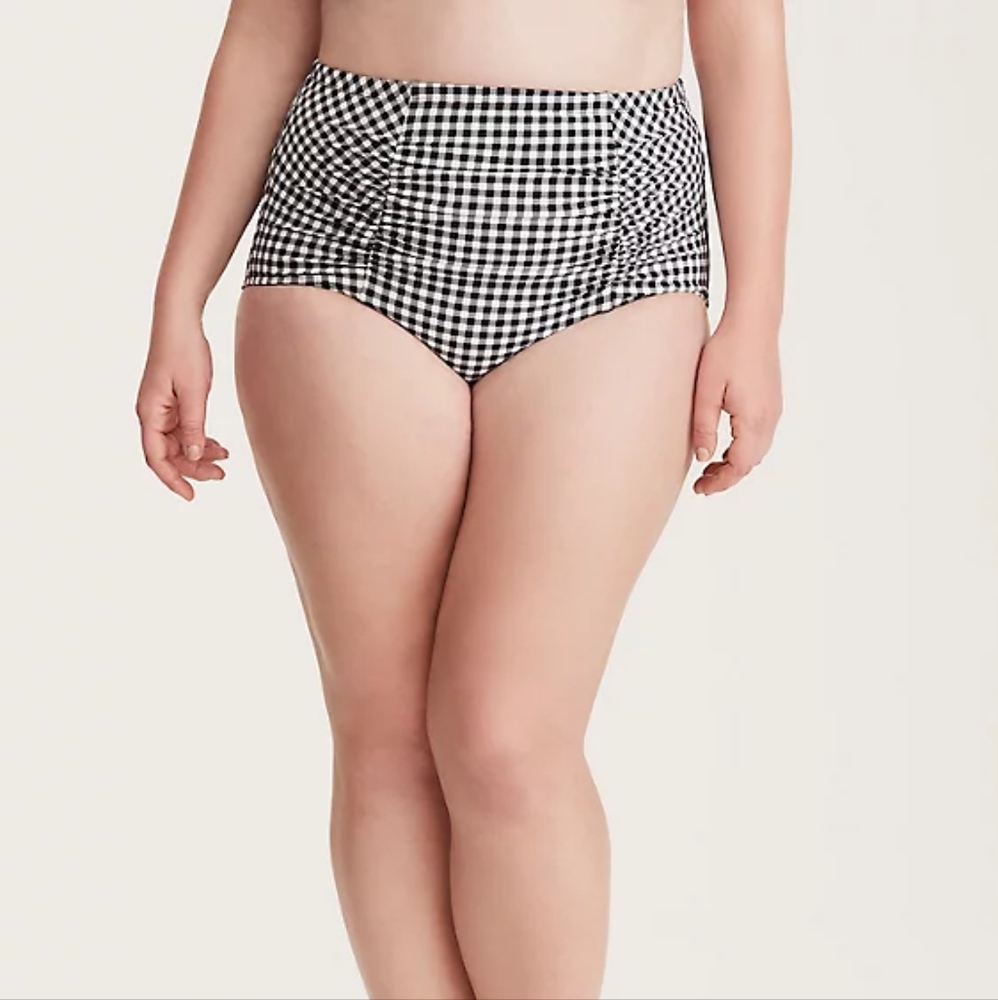 Torrid Black & White High Waist Gingham Swim Bikini Bottoms Size 3X NWT